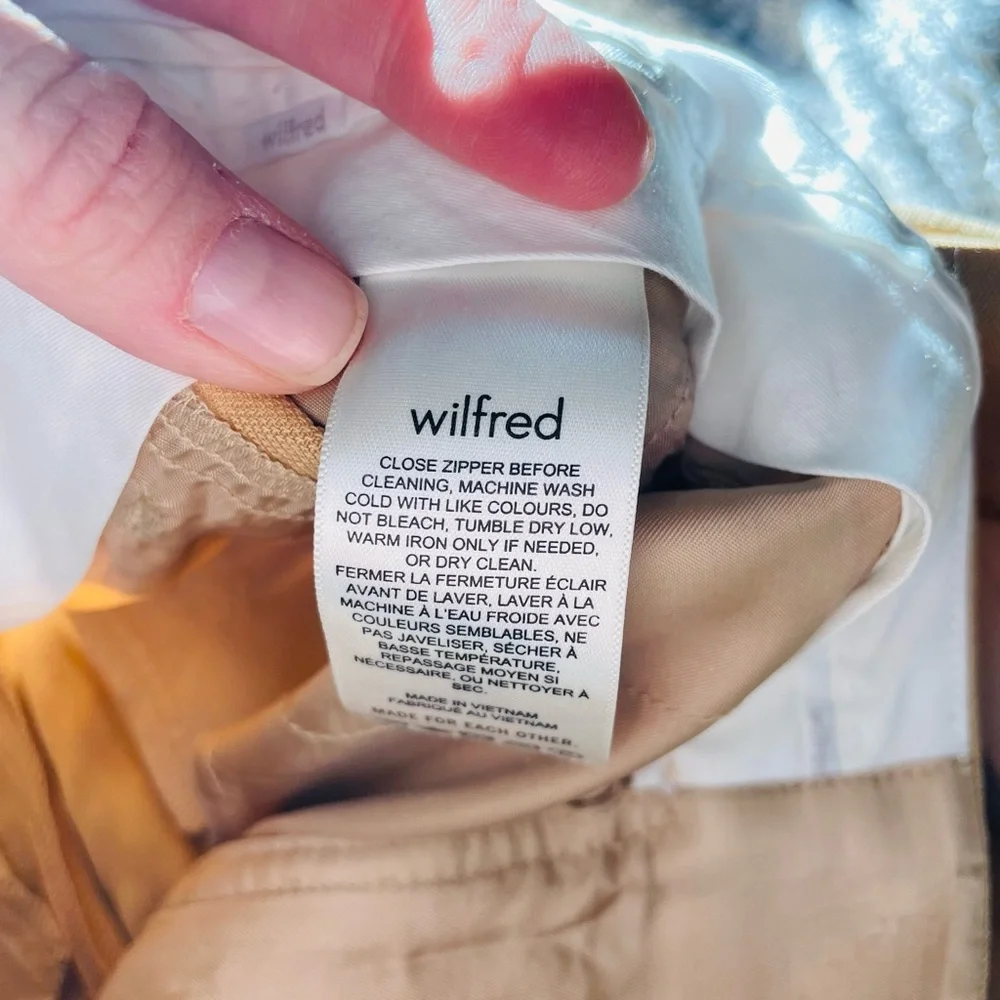 Wilfred Free Tan Khaki High Waisted Linen Blend Trousers